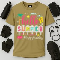 Retro Hello Summer Happy Last Day Of School Teacher Student Cooling Performance Crew T-Shirt