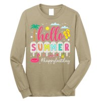 Retro Hello Summer Happy Last Day Of School Teacher Student Long Sleeve Shirt