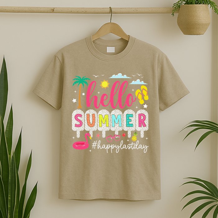 Retro Hello Summer Happy Last Day Of School Teacher Student T-Shirt