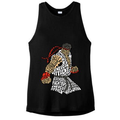Retro Hadouken Shoryuken Brave Karate Fighter Typogram Ladies PosiCharge Tri-Blend Wicking Tank