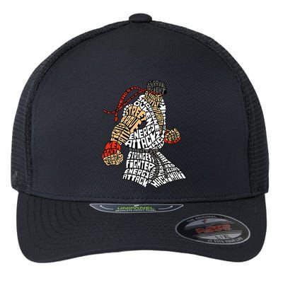 Retro Hadouken Shoryuken Brave Karate Fighter Typogram Flexfit Unipanel Trucker Cap
