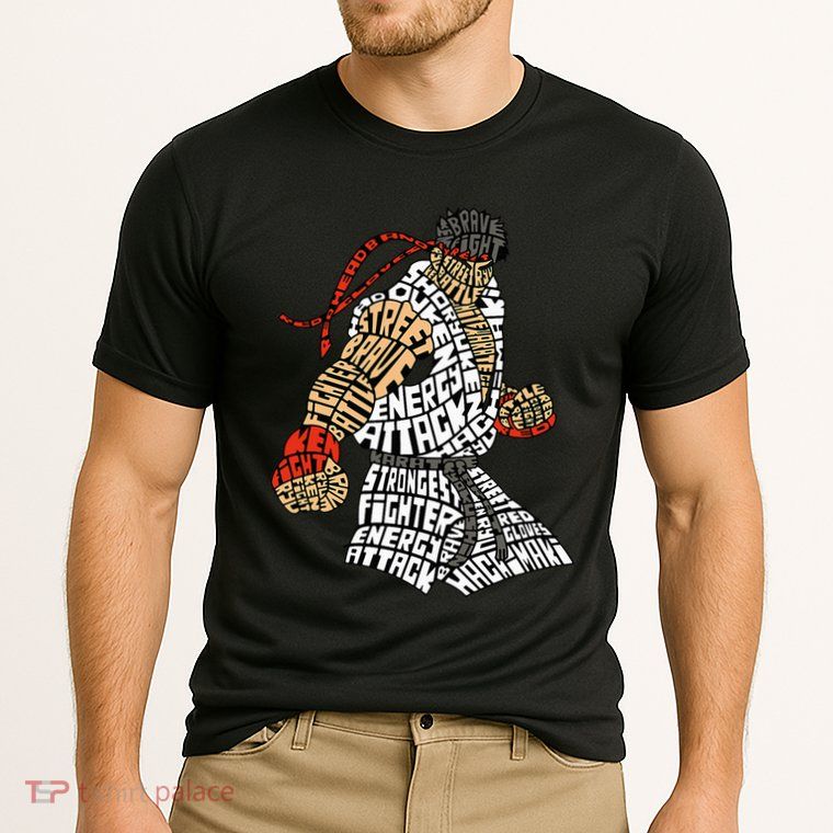 Retro Hadouken Shoryuken Brave Karate Fighter Typogram Performance Shirt