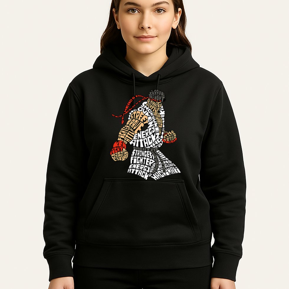 Retro Hadouken Shoryuken Brave Karate Fighter Typogram Hoodie