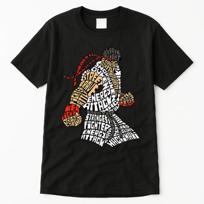 Retro Hadouken Shoryuken Brave Karate Fighter Typogram Tall T-Shirt