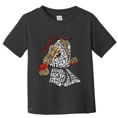 Retro Hadouken Shoryuken Brave Karate Fighter Typogram Toddler T-Shirt