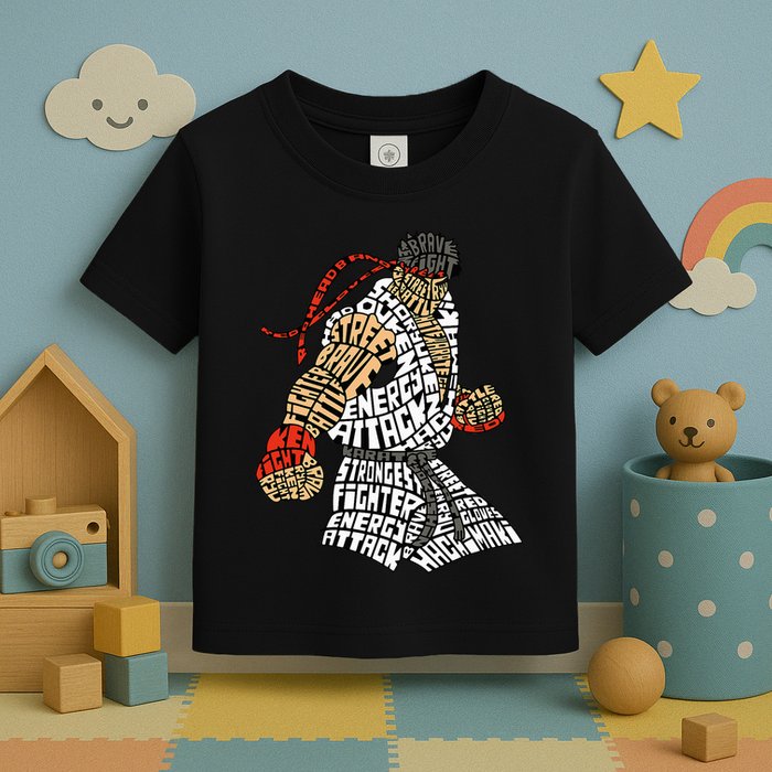 Retro Hadouken Shoryuken Brave Karate Fighter Typogram Toddler T-Shirt