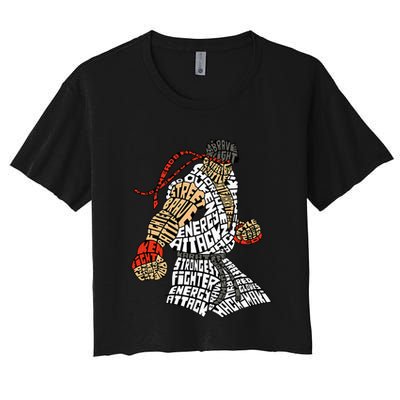 Retro Hadouken Shoryuken Brave Karate Fighter Typogram Crop Top