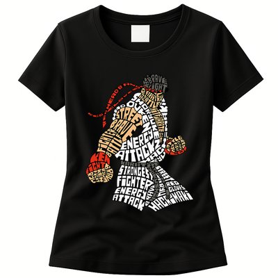 Retro Hadouken Shoryuken Brave Karate Fighter Typogram Womens T-Shirt
