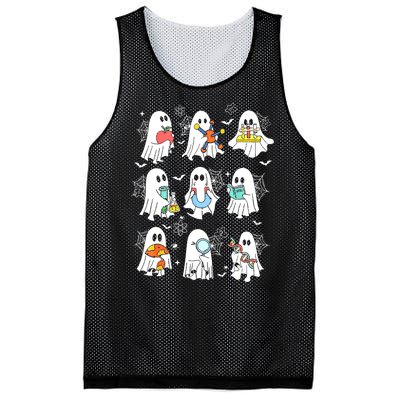 Retro Halloween Science Teacher Ghost Laboratory Teacher Gift Mesh Reversible Basketball Jersey Tank