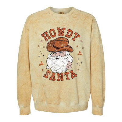 Retro Howdy Santa Cowboy Cowgirl Western Howdy Christmas Colorblast Crewneck Sweatshirt