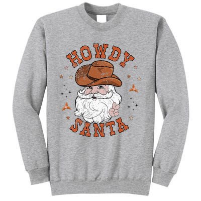 Retro Howdy Santa Cowboy Cowgirl Western Howdy Christmas Tall Sweatshirt