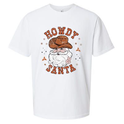 Retro Howdy Santa Cowboy Cowgirl Western Howdy Christmas Sueded Cloud Jersey T-Shirt