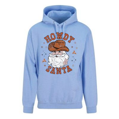 Retro Howdy Santa Cowboy Cowgirl Western Howdy Christmas Unisex Surf Hoodie