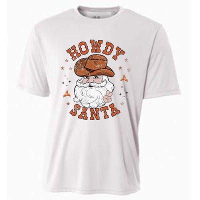 Retro Howdy Santa Cowboy Cowgirl Western Howdy Christmas Cooling Performance Crew T-Shirt