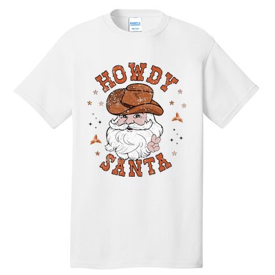 Retro Howdy Santa Cowboy Cowgirl Western Howdy Christmas Tall T-Shirt