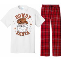 Retro Howdy Santa Cowboy Cowgirl Western Howdy Christmas Pajama Set