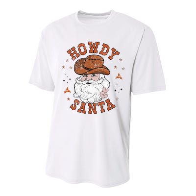 Retro Howdy Santa Cowboy Cowgirl Western Howdy Christmas Performance Sprint T-Shirt