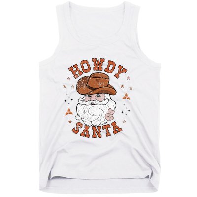 Retro Howdy Santa Cowboy Cowgirl Western Howdy Christmas Tank Top