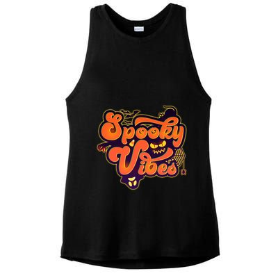 Retro Halloween Spooky Vibes Ladies PosiCharge Tri-Blend Wicking Tank