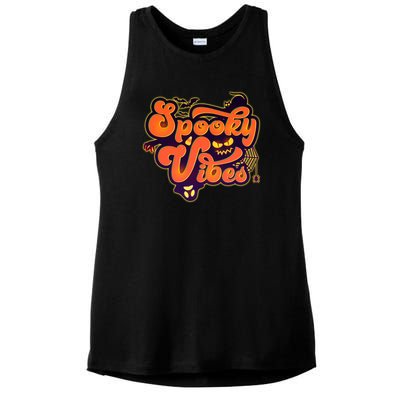 Retro Halloween Spooky Vibes Ladies PosiCharge Tri-Blend Wicking Tank