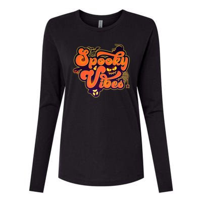 Retro Halloween Spooky Vibes Womens Cotton Relaxed Long Sleeve T-Shirt