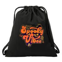 Retro Halloween Spooky Vibes Drawstring Bag