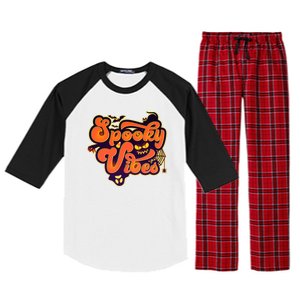 Retro Halloween Spooky Vibes Raglan Sleeve Pajama Set