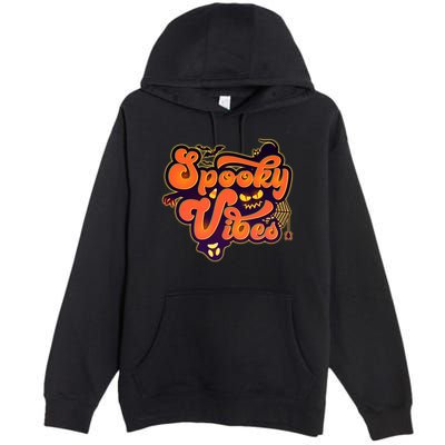Retro Halloween Spooky Vibes Premium Pullover Hoodie