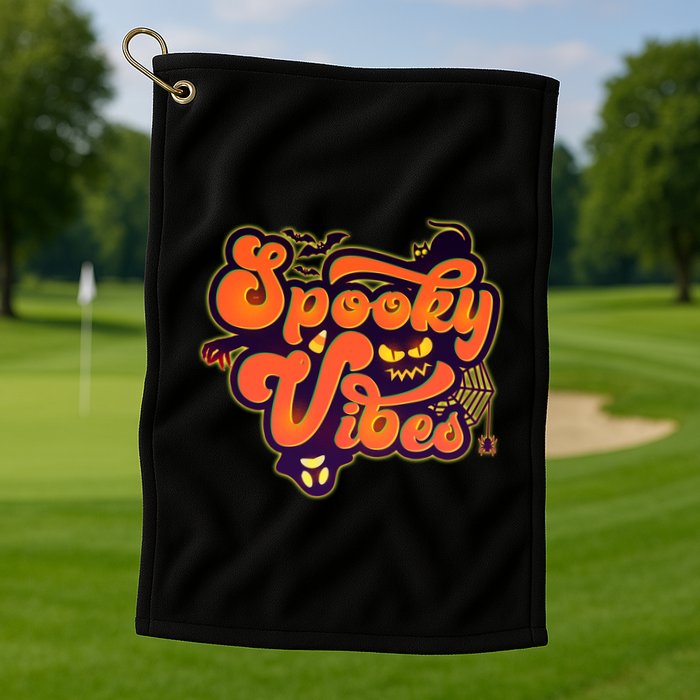 Retro Halloween Spooky Vibes Golf Towel