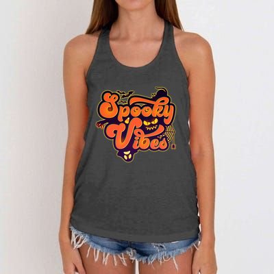 Retro Halloween Spooky Vibes Women's Knotted Racerback Tank