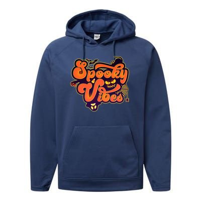 Retro Halloween Spooky Vibes Performance Fleece Hoodie