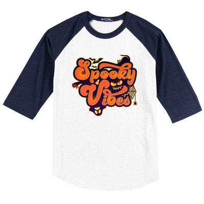 Retro Halloween Spooky Vibes Baseball Sleeve Shirt