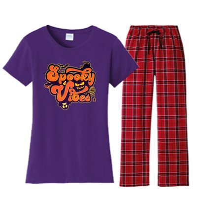 Retro Halloween Spooky Vibes Women's Flannel Pajama Set