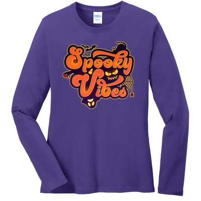 Retro Halloween Spooky Vibes Ladies Long Sleeve Shirt