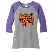 Retro Halloween Spooky Vibes Women's Tri-Blend 3/4-Sleeve Raglan Shirt