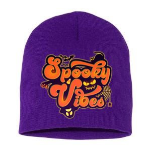 Retro Halloween Spooky Vibes Short Acrylic Beanie