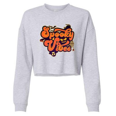 Retro Halloween Spooky Vibes Cropped Pullover Crew