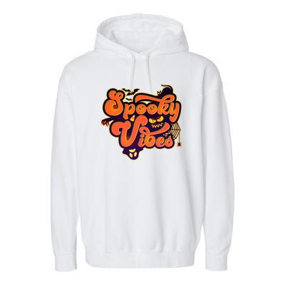 Retro Halloween Spooky Vibes Garment-Dyed Fleece Hoodie