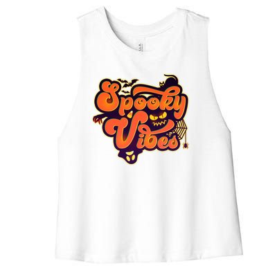 Retro Halloween Spooky Vibes Women's Racerback Cropped Tank