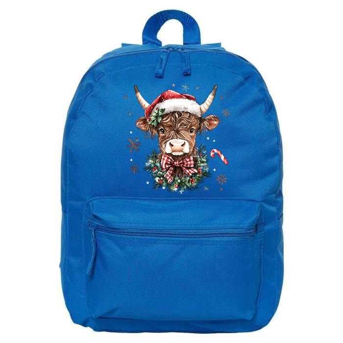 Retro Howdy Santa Cow Heifer Coquette Christmas Western Xmas Gift 16 in Basic Backpack