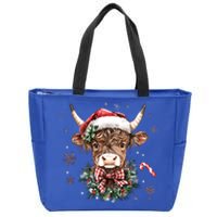 Retro Howdy Santa Cow Heifer Coquette Christmas Western Xmas Gift Zip Tote Bag