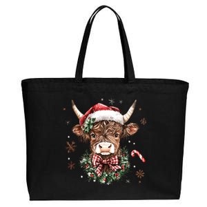 Retro Howdy Santa Cow Heifer Coquette Christmas Western Xmas Gift Cotton Canvas Jumbo Tote