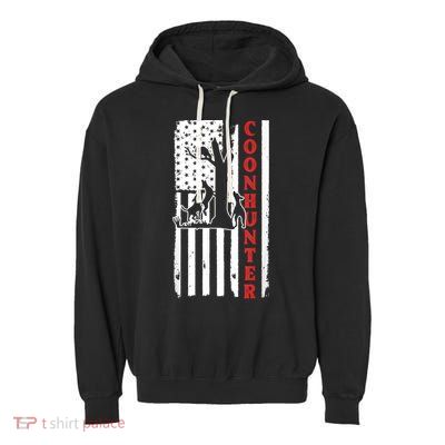 Raccoon Hunting Season USA Flag Coon Hunter Garment-Dyed Fleece Hoodie