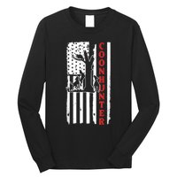 Raccoon Hunting Season USA Flag Coon Hunter Long Sleeve Shirt