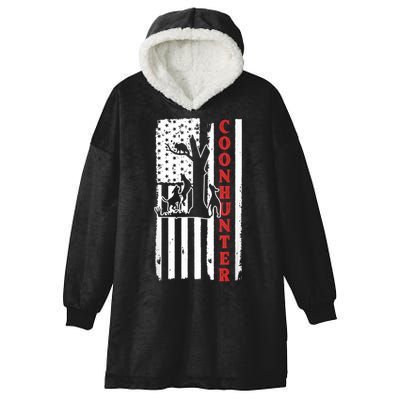 Raccoon Hunting Season USA Flag Coon Hunter Hooded Wearable Blanket