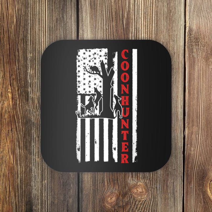 Raccoon Hunting Season USA Flag Coon Hunter Coaster