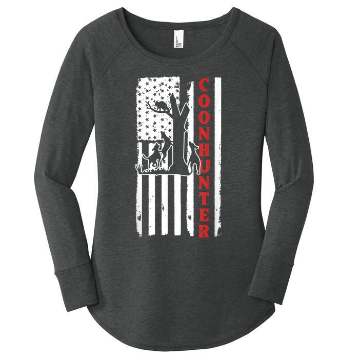 Raccoon Hunting Season USA Flag Coon Hunter Women's Perfect Tri Tunic Long Sleeve Shirt