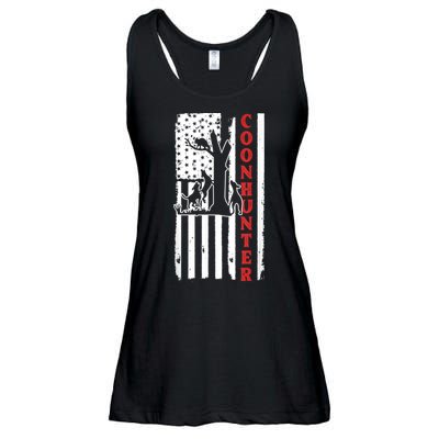 Raccoon Hunting Season USA Flag Coon Hunter Ladies Essential Flowy Tank