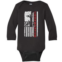 Raccoon Hunting Season USA Flag Coon Hunter Baby Long Sleeve Bodysuit