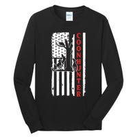 Raccoon Hunting Season USA Flag Coon Hunter Tall Long Sleeve T-Shirt